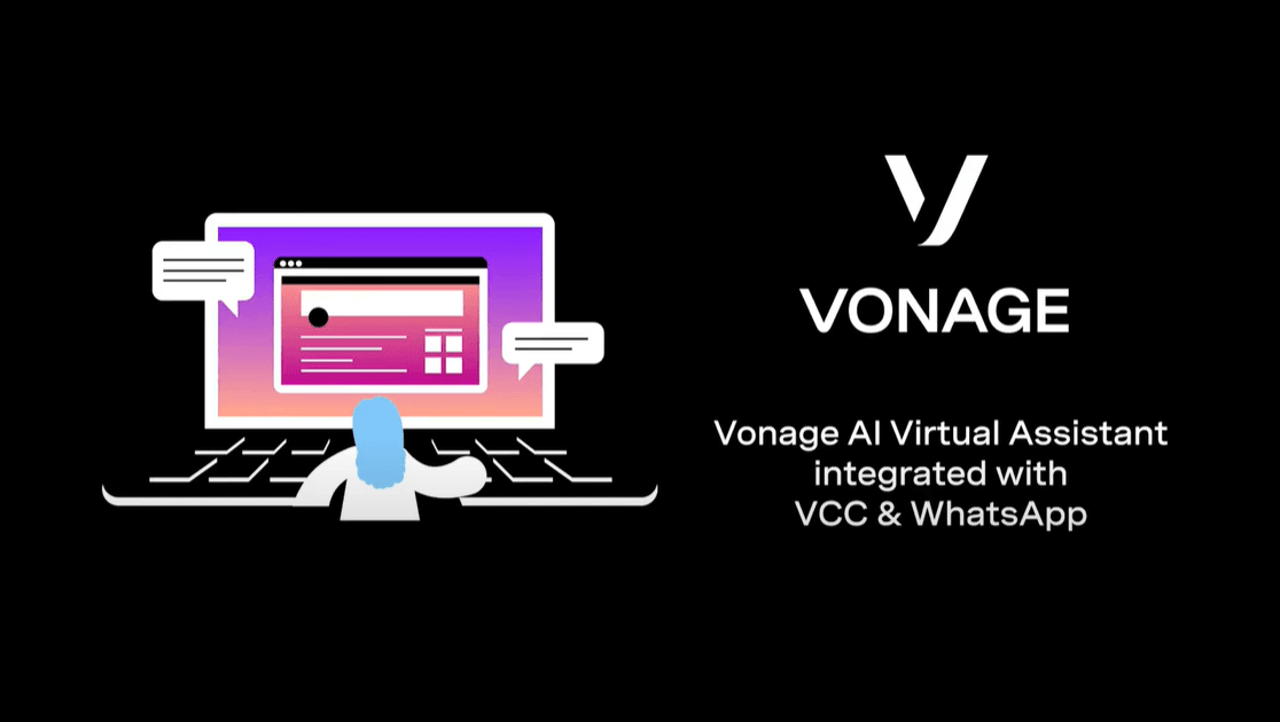 Vonage AI Virtual Assistant integrated with VCC and What's app cover slide for Vonage AI Virtual Assistant demo video