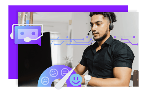 Image of call center agent using ai voice connectors. 